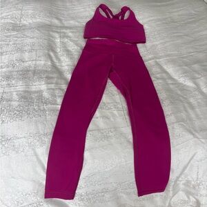 Lululemon pretty in pink set. 
High rise tights 4
Lovely matching top 8